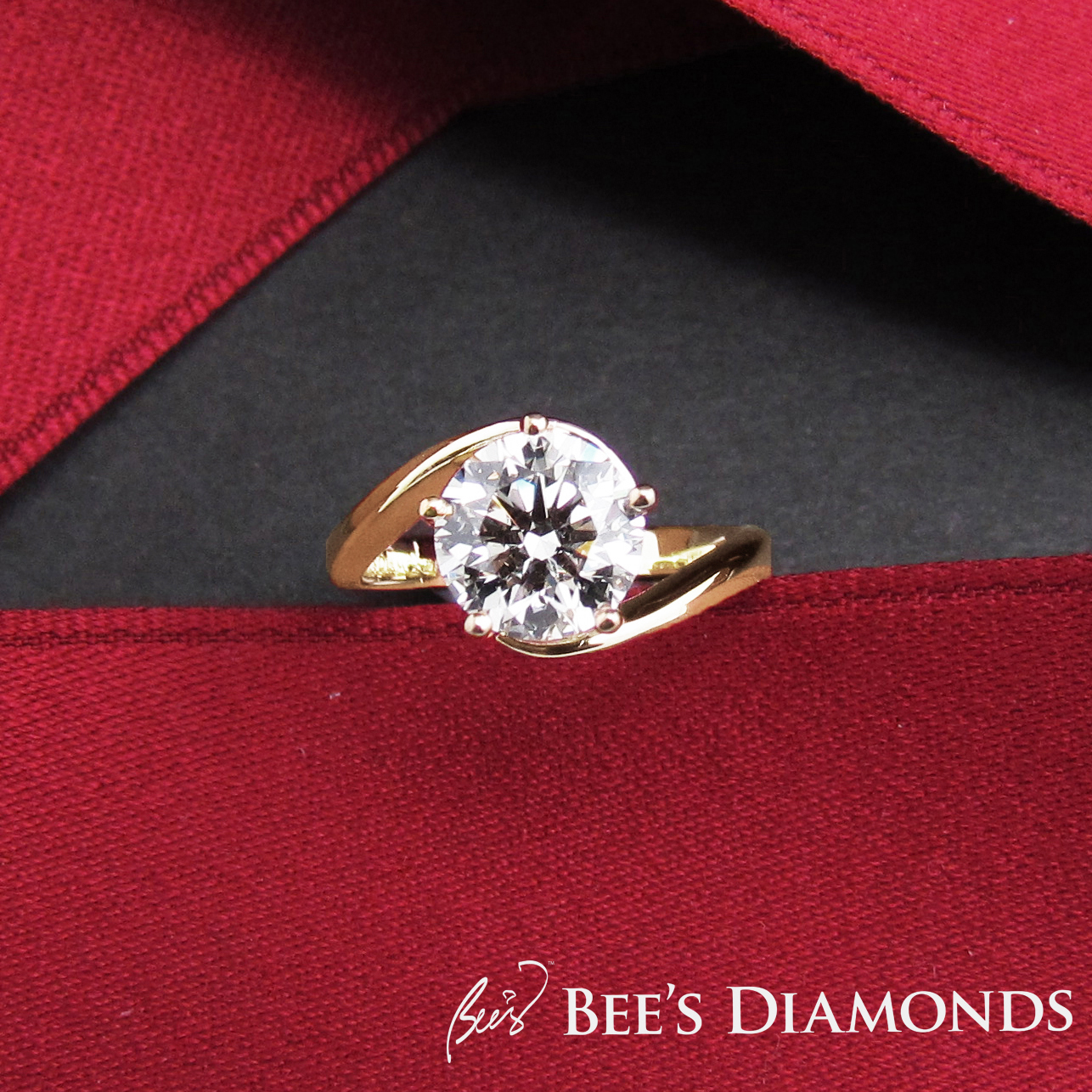 Five prongs diamond engagement ring | Rose gold | Bee's Diamonds